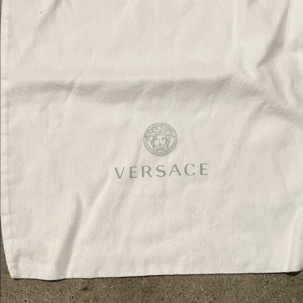 Authentic Versace White Drawstring Logo Dust Pouch